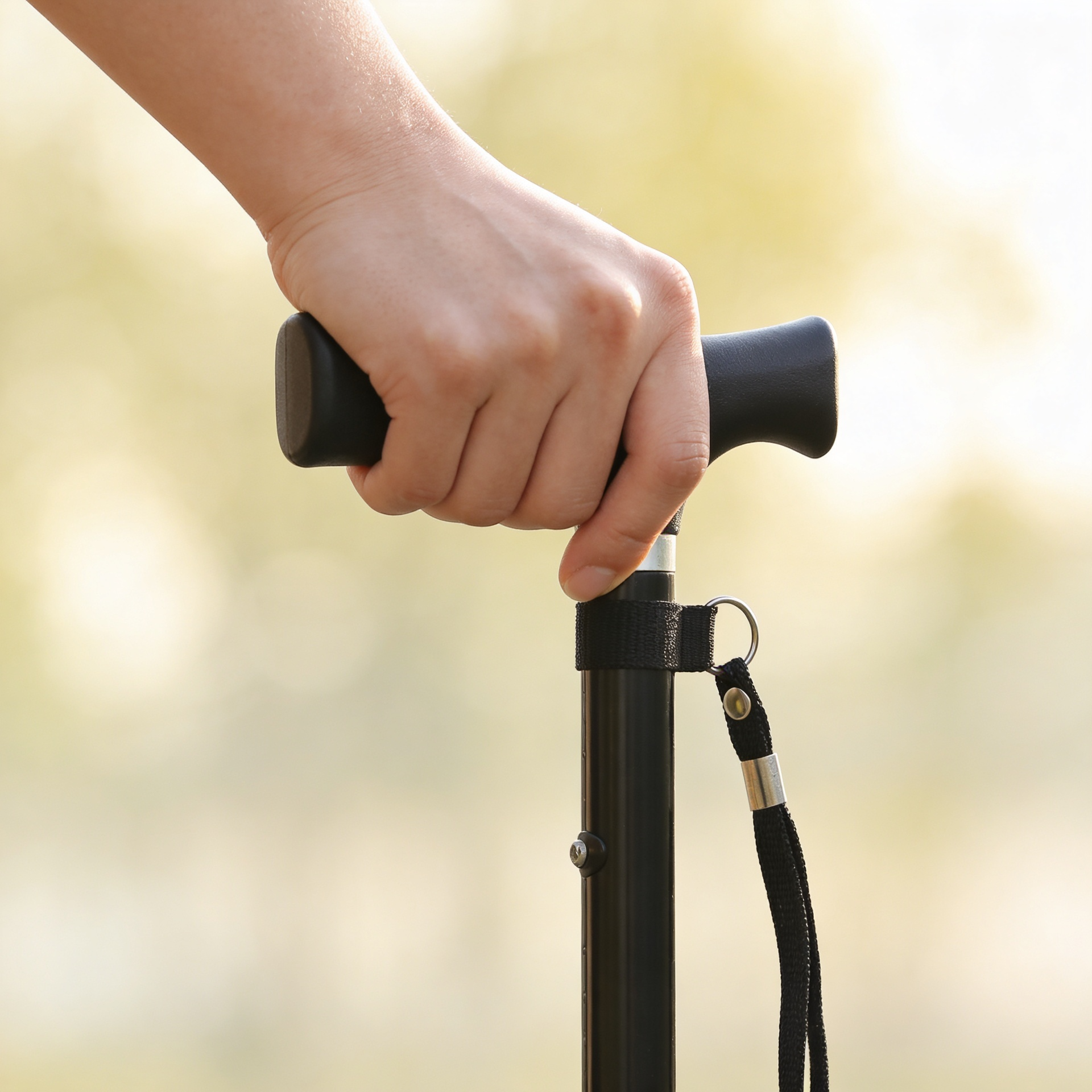 Sammenklappelig Stok | Sort med Ergonomisk Håndtag