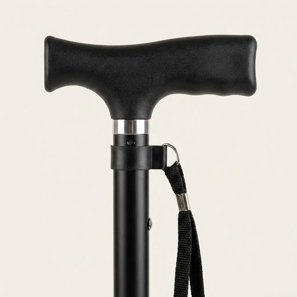 Sammenklappelig Stok | Sort med Ergonomisk Håndtag