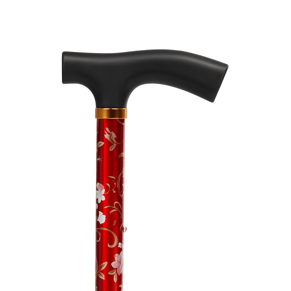 Sammenklappelig Stok | Rød med Blomstermønster